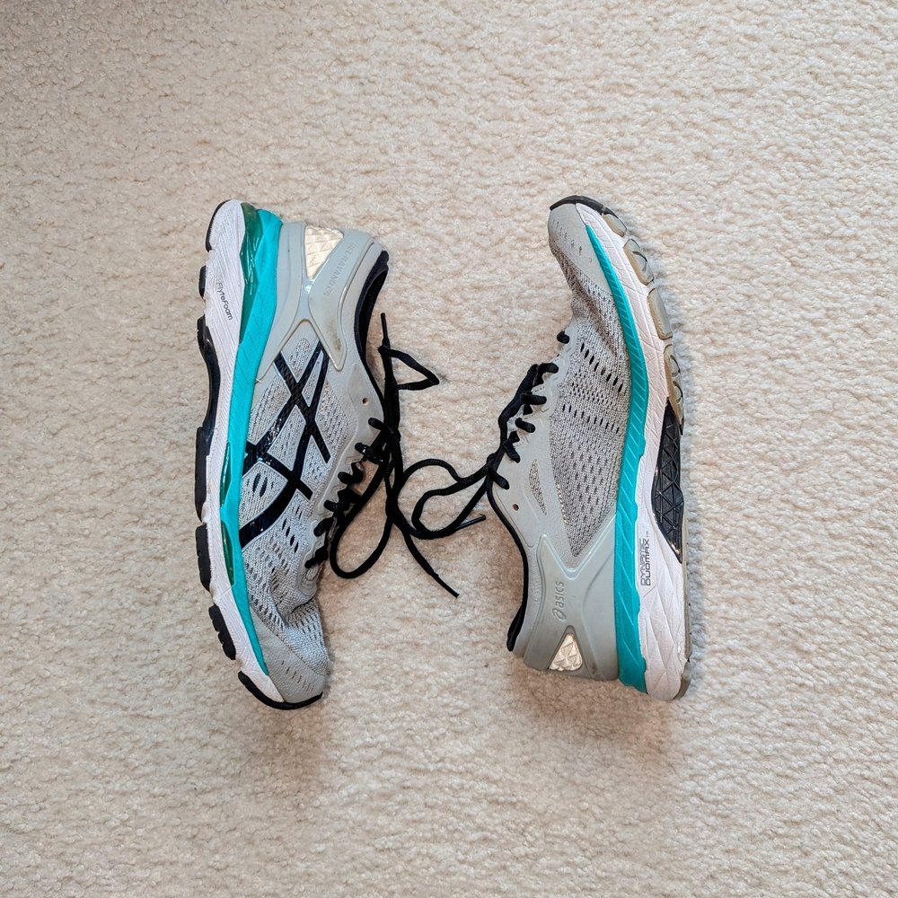 ASICS Gray and Teal Running Shoes